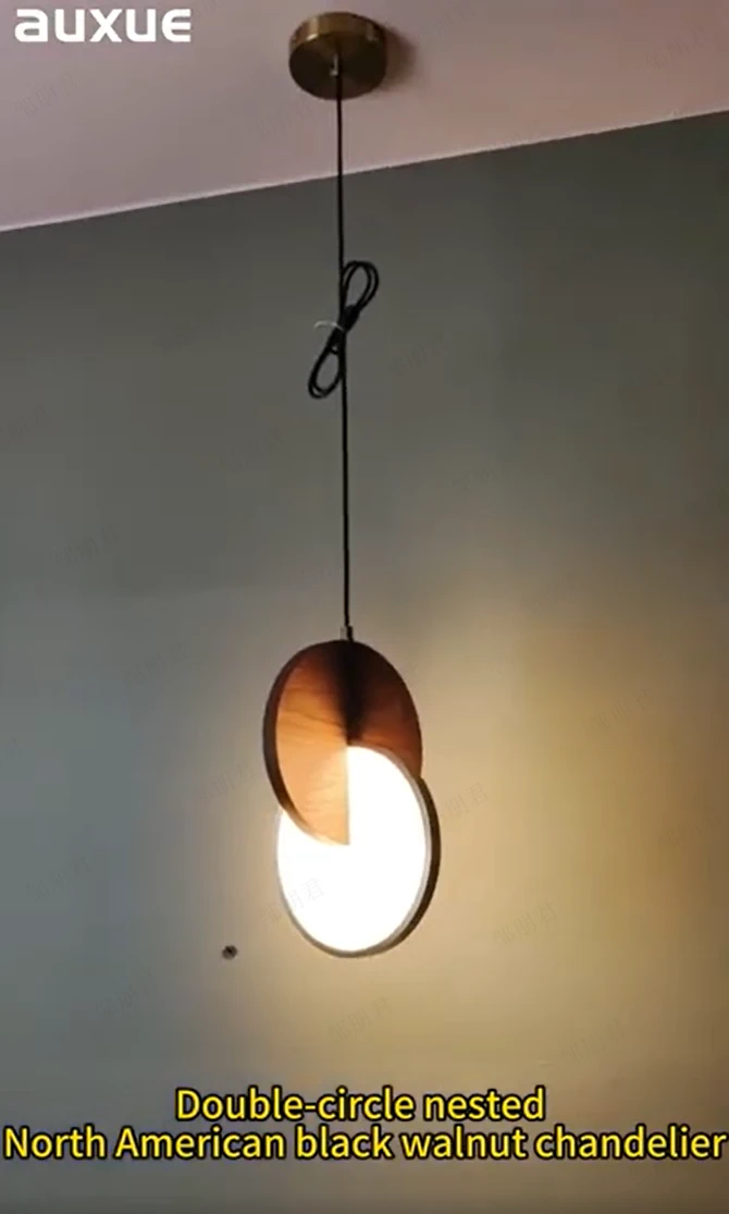 Double-circled nested solid wooden Chandelier